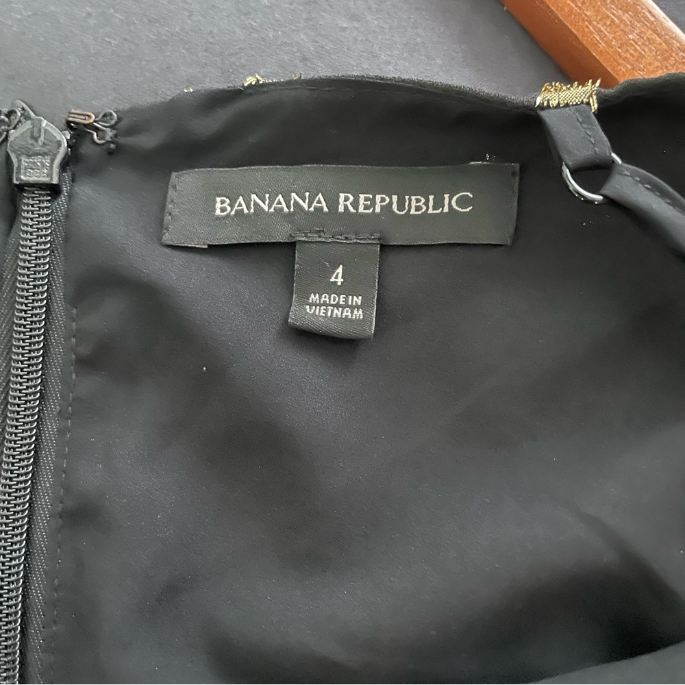 Banana Republic Black Gold Dress Size 4 - Picture 4 of 6